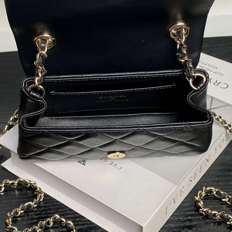 Chanel AP4593 25S Mini Flap Lambskin Black gold