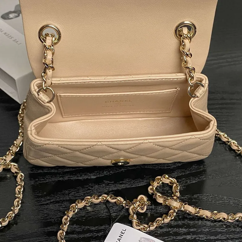 Chanel AP4593 25S Mini Flap Lambskin Apricot gold