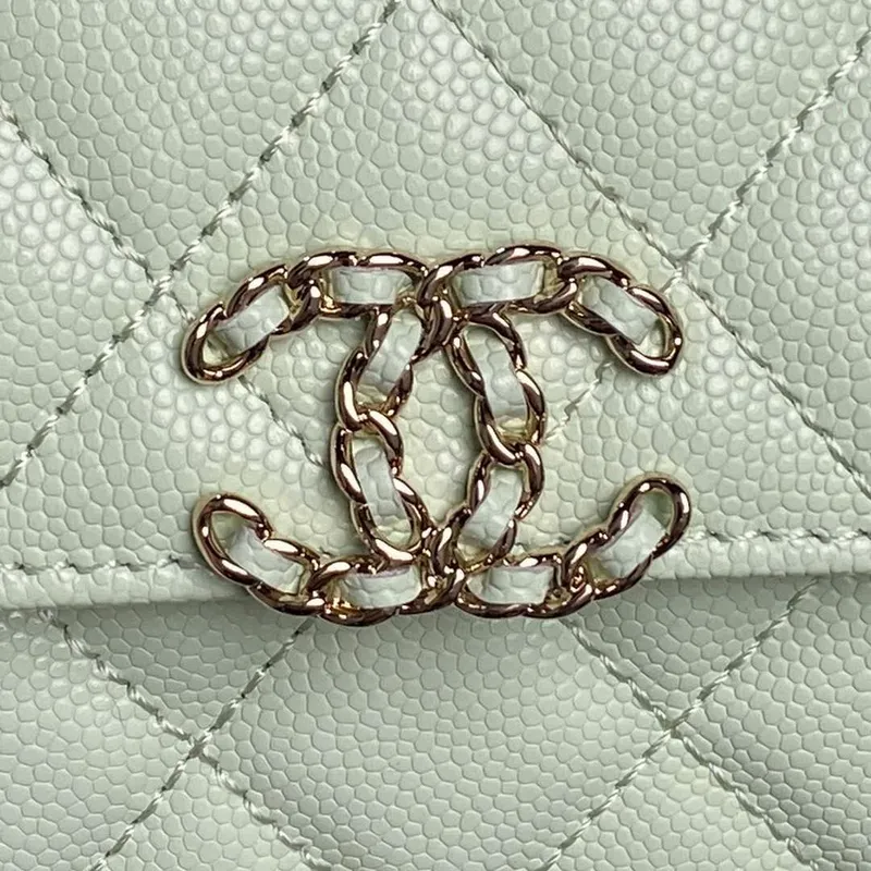 Chanel AP3238 Flap Chain Bag Light Green Lambskin Gold With Handle Bag