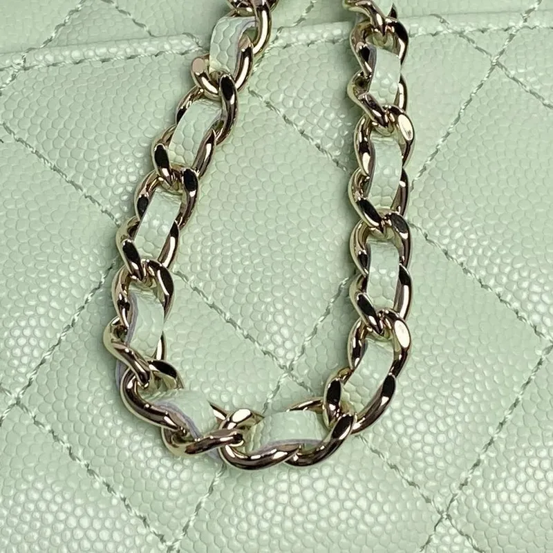 Chanel AP3238 Flap Chain Bag Light Green Lambskin Gold With Handle Bag