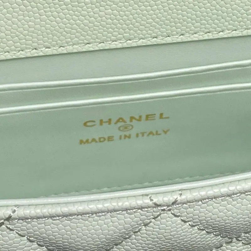 Chanel AP3238 Flap Chain Bag Light Green Lambskin Gold With Handle Bag