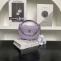 Chanel AP4584 25S  Pouch Grained Purple Calfskin Imitation Pearl Gold
