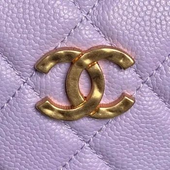 Chanel AP4584 25S  Pouch Grained Purple Calfskin Imitation Pearl Gold