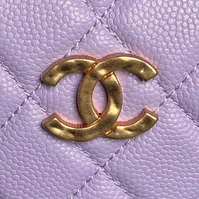 Chanel AP4584 25S  Pouch Grained Purple Calfskin Imitation Pearl Gold
