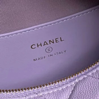 Chanel AP4584 25S  Pouch Grained Purple Calfskin Imitation Pearl Gold
