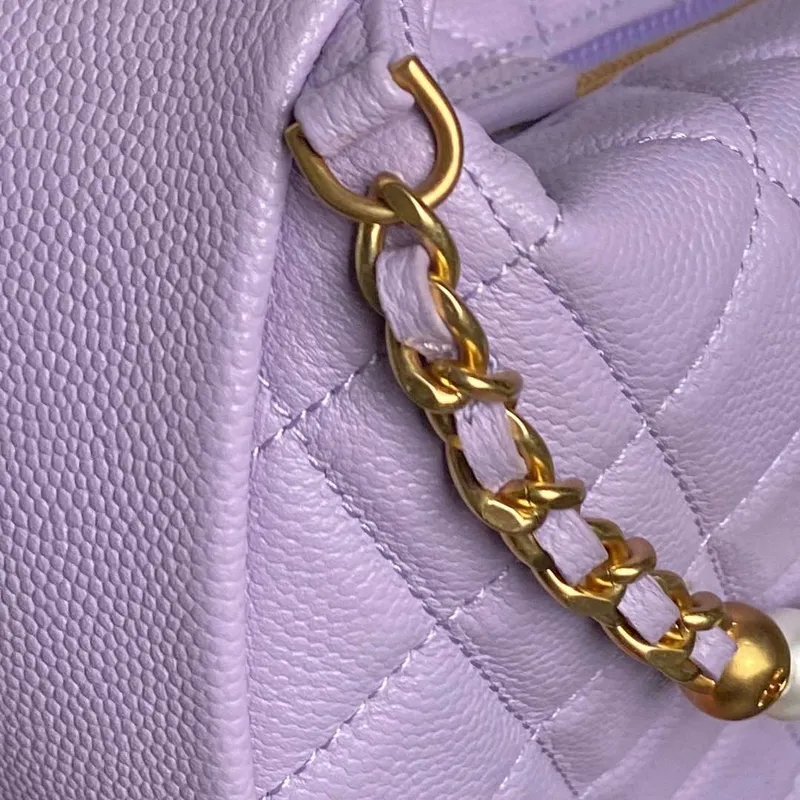 Chanel AP4584 25S  Pouch Grained Purple Calfskin Imitation Pearl Gold