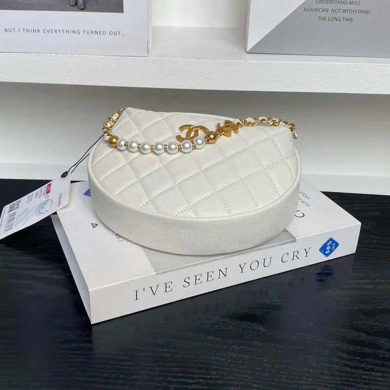 Chanel AP4584 25S  Pouch Grained Purple Calfskin Imitation Pearl Gold