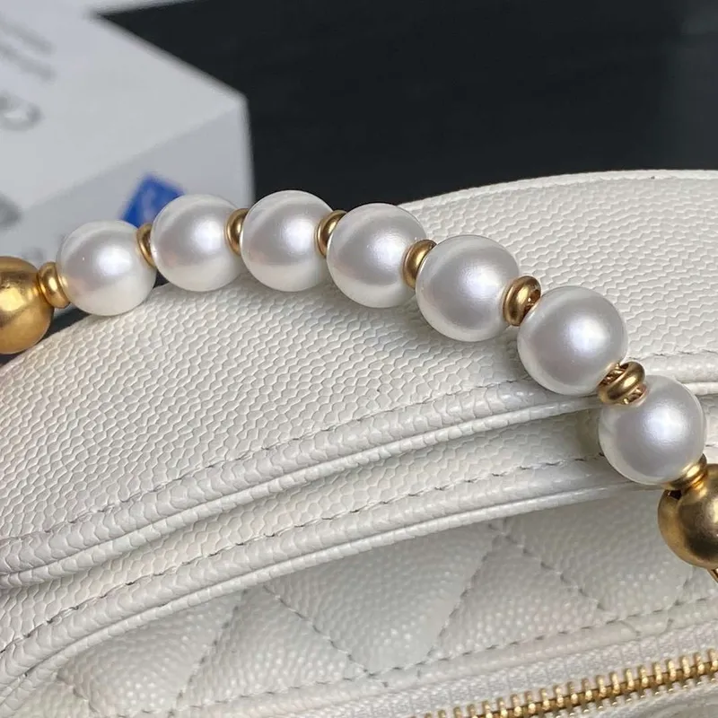 Chanel AP4584 25S  Pouch Grained Purple Calfskin Imitation Pearl Gold