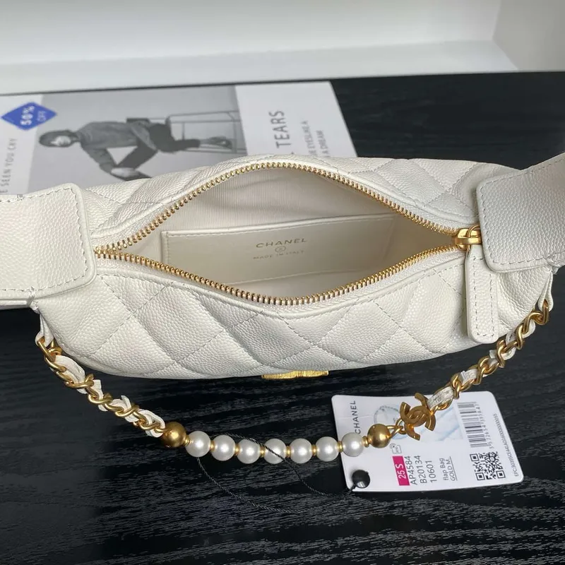 Chanel AP4584 25S  Pouch Grained Purple Calfskin Imitation Pearl Gold