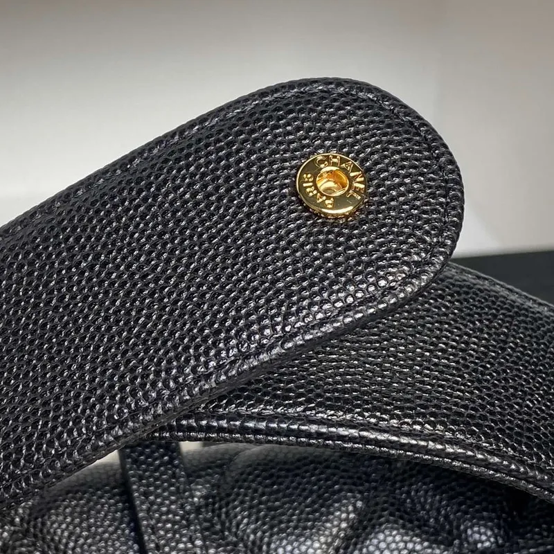 Chanel AP4584 25S  Pouch Grained Black Calfskin Imitation Pearl Gold
