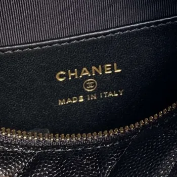 Chanel AP4584 25S  Pouch Grained Black Calfskin Imitation Pearl Gold