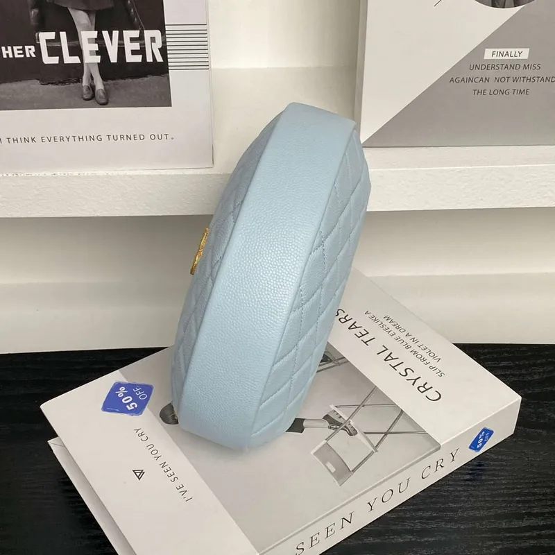 Chanel AP4584 25S  Pouch Grained Blue Calfskin Imitation Pearl Gold