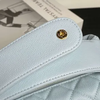 Chanel AP4584 25S  Pouch Grained Blue Calfskin Imitation Pearl Gold