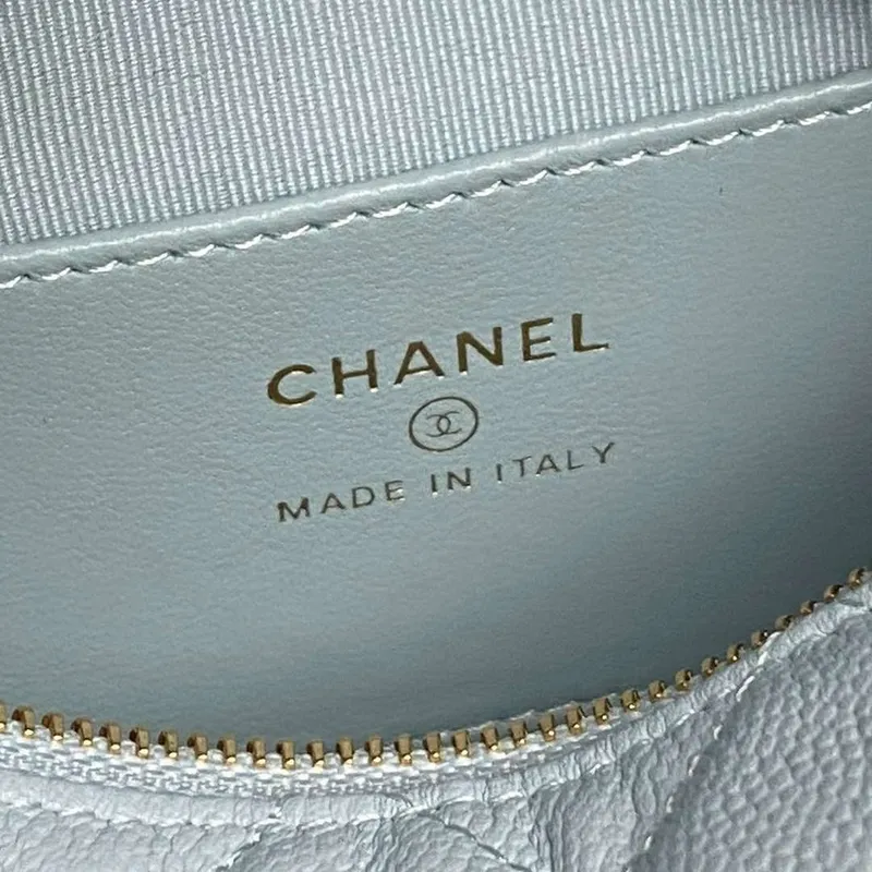 Chanel AP4584 25S  Pouch Grained Blue Calfskin Imitation Pearl Gold