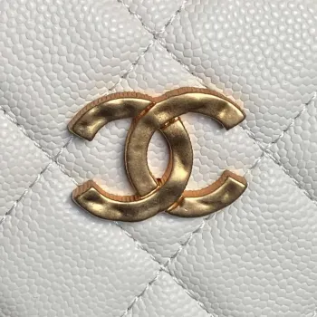 Chanel AP4584 25S  Pouch Grained White Calfskin Imitation Pearl Gold