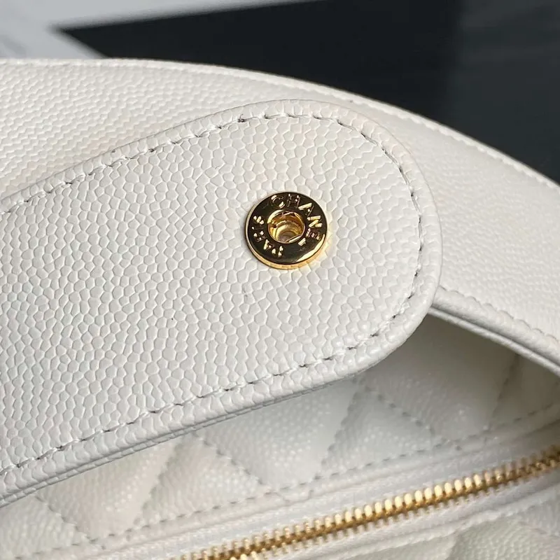Chanel AP4584 25S  Pouch Grained White Calfskin Imitation Pearl Gold