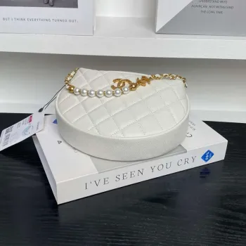 Chanel AP4584 25S  Pouch Grained White Calfskin Imitation Pearl Gold