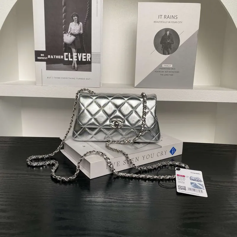 Chanel AP4592 25S Mini Flap Lambskind Silver