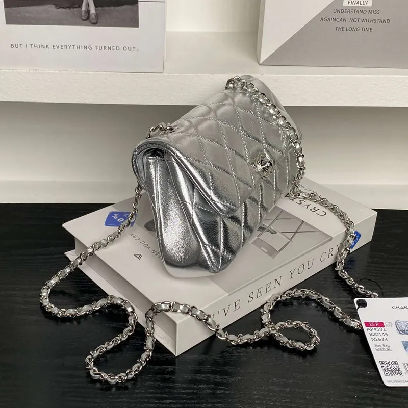 Chanel AP4592 25S Mini Flap Lambskind Silver