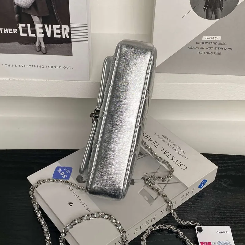 Chanel AP4592 25S Mini Flap Lambskind Silver