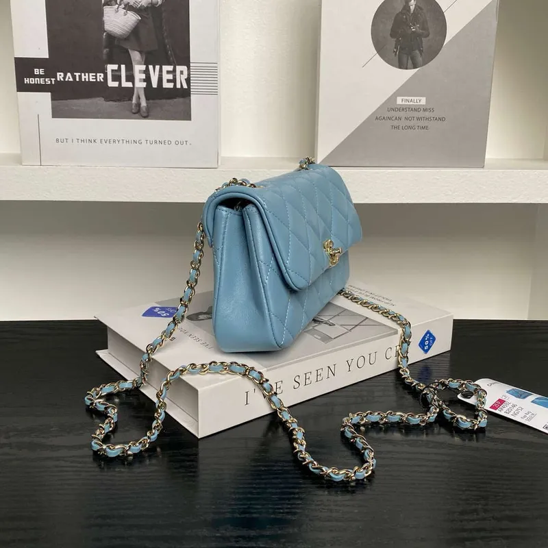 Chanel AP4592 25S Mini Flap Lambskin Blue gold