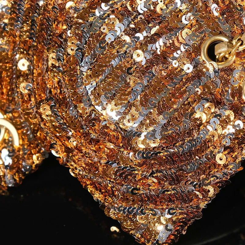 Chanel  A09888 Evening sequin mini limited edition gold bronze AS4561