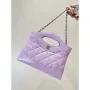 Chanel AP3656 Small Shopping Bag Shiny Lambskin & Gold Tone Metal Light Purple