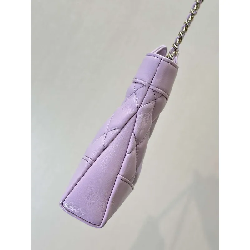 Chanel AP3656 Small Shopping Bag Shiny Lambskin & Gold Tone Metal Light Purple