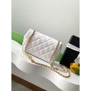 Chanel AS5253 Mini Flap Handbag Lambskin White