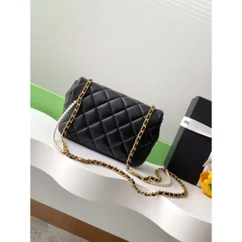 Chanel AS5253 Mini Flap Handbag Lambskin Black