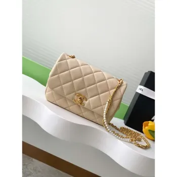 Chanel AS5253 Mini Flap Handbag Lambskin Apricot