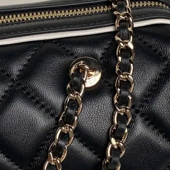 Chanel Ap4515 Clutch With Chain in Lambskin gold Black  & White