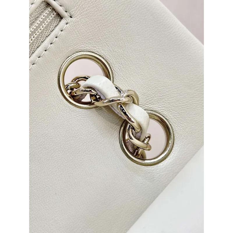 Chanel A01112 Flap Classic 11.12 Handbag White Lambskin Gold