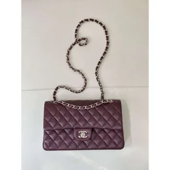Chanel A01112 Flap Classic 11.12 Handbag Wine Red Lambskin Gold