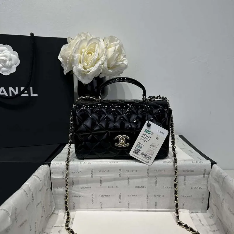 Chanel AS2431 Mini Classic Handbag With Top Handle Patent calfskin CC19020