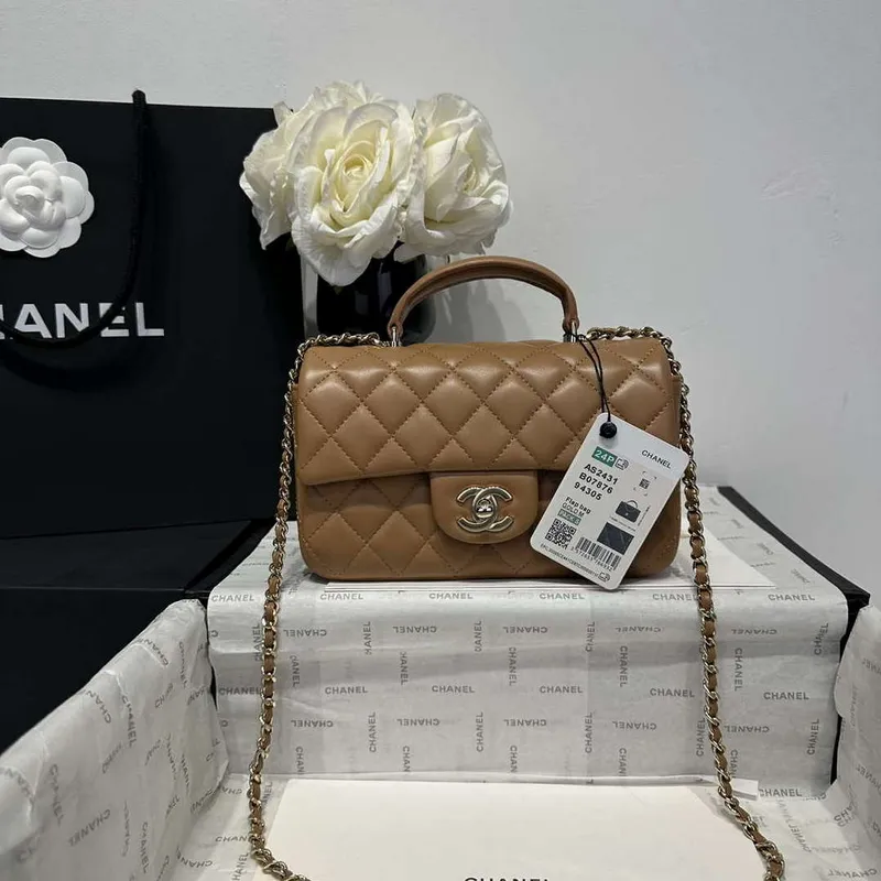 Chanel AS2431 Mini Classic Handbag With Top Handle Lambskin CC19012