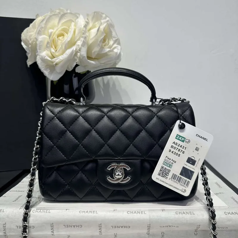 Chanel AS2431 Mini Classic Handbag With Top Handle Lambskin CC19004