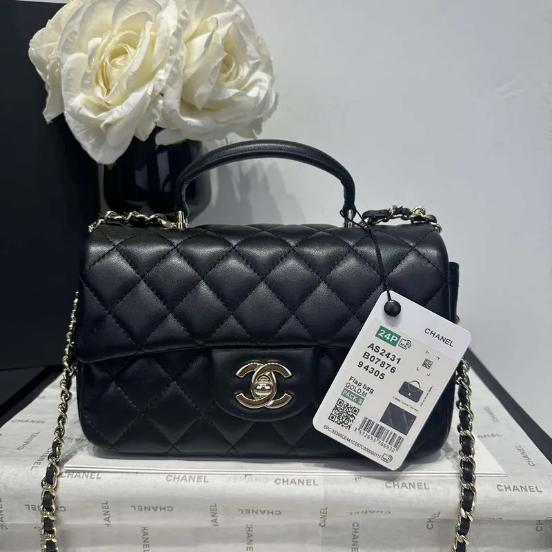 Chanel AS2431  Mini Classic Handbag With Top Handle Lambskin CC19001