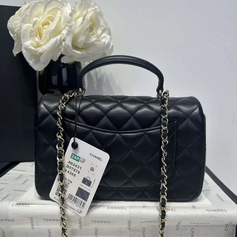 Chanel AS2431  Mini Classic Handbag With Top Handle Lambskin CC19001