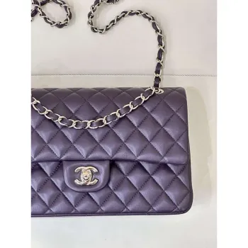 Chanel A01112 Flap Classic 11.12 Handbag Grape Purple Lambskin Light Gold