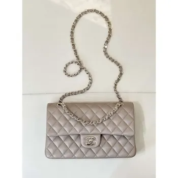 Chanel A01112 Flap Classic 11.12 Handbag Gray Lambskin Gold