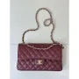 Chanel A01112 Flap Classic 11.12 Handbag Calfskin Sewing Edge Wine Red