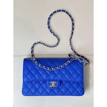 Chanel A01112 Flap Classic 11.12 Handbag Calfskin Sewing Edge Blue
