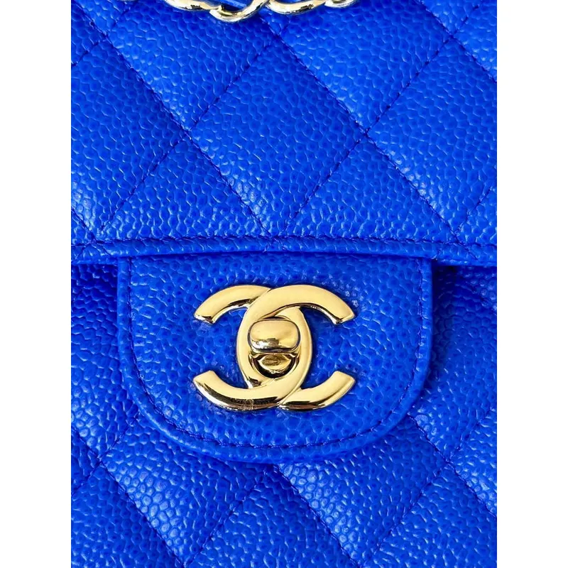 Chanel A01112 Flap Classic 11.12 Handbag Calfskin Sewing Edge Blue