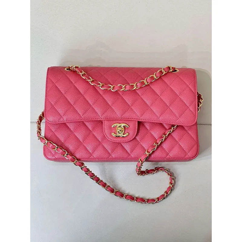 Chanel A01112 Flap Classic 11.12 Handbag Calfskin Sewing Edge Pink