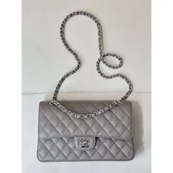 Chanel A01112 Flap Classic 11.12 Handbag Calfskin Sewing Edge Elephant Gray