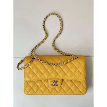 Chanel A01112 Flap Classic 11.12 Handbag Calfskin Sewing Edge Yellow