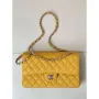 Chanel A01112 Flap Classic 11.12 Handbag Calfskin Sewing Edge Yellow