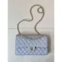 Chanel A01112 Flap Classic 11.12 Handbag Calfskin Sewing Edge Haze Blue