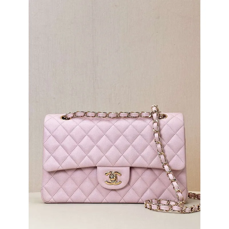 Chanel A01112 Flap Classic 11.12 Handbag Calfskin Gold Light Pink